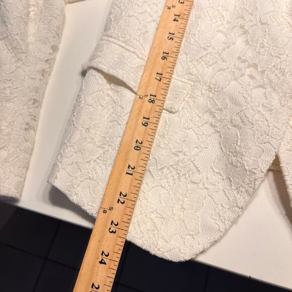 Zara White Floral Lace Formal Blazer Jacket Size XL - Picture 8 of 8
